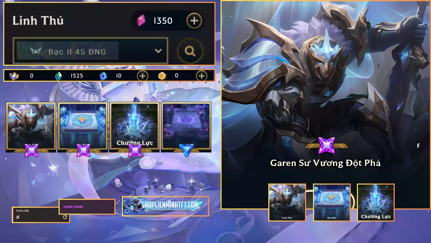 COMBO GAREN SƯ VƯƠNG ĐỘT PHÁ + SÀN CHƯỞNG - CÒN ĐỔI TÊN
